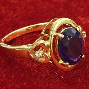 Gold plated Silver Amethyst White Topaz(2.45ct) Gold Rhodium Plated Ring Size 7